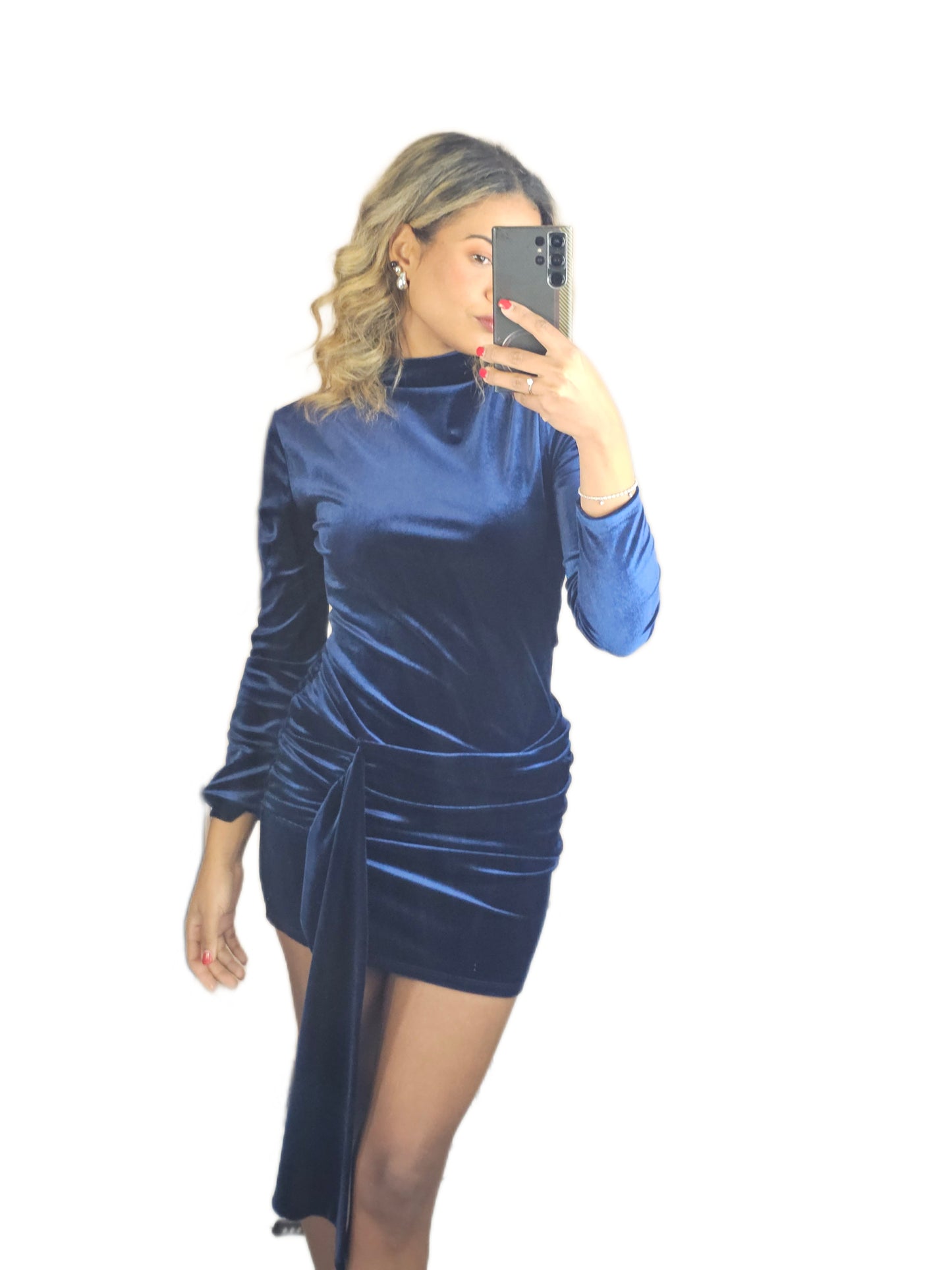 vestito in velluto blue.